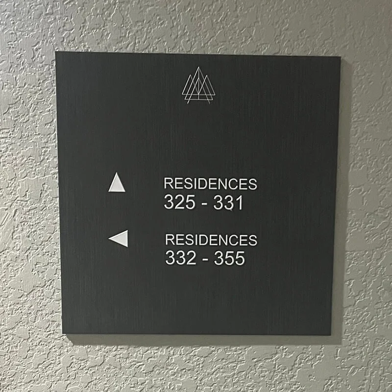 An image of residential multifamily housing wayfinding signage.